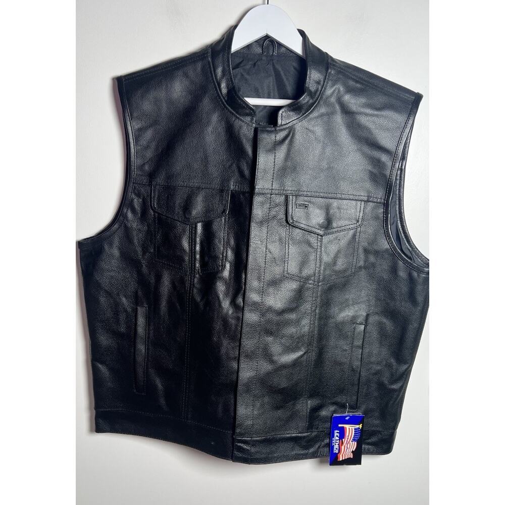 Genuine Leather Made In USA Motorcycle Bikers Black Best Men’s‎ Size 3XL NEW